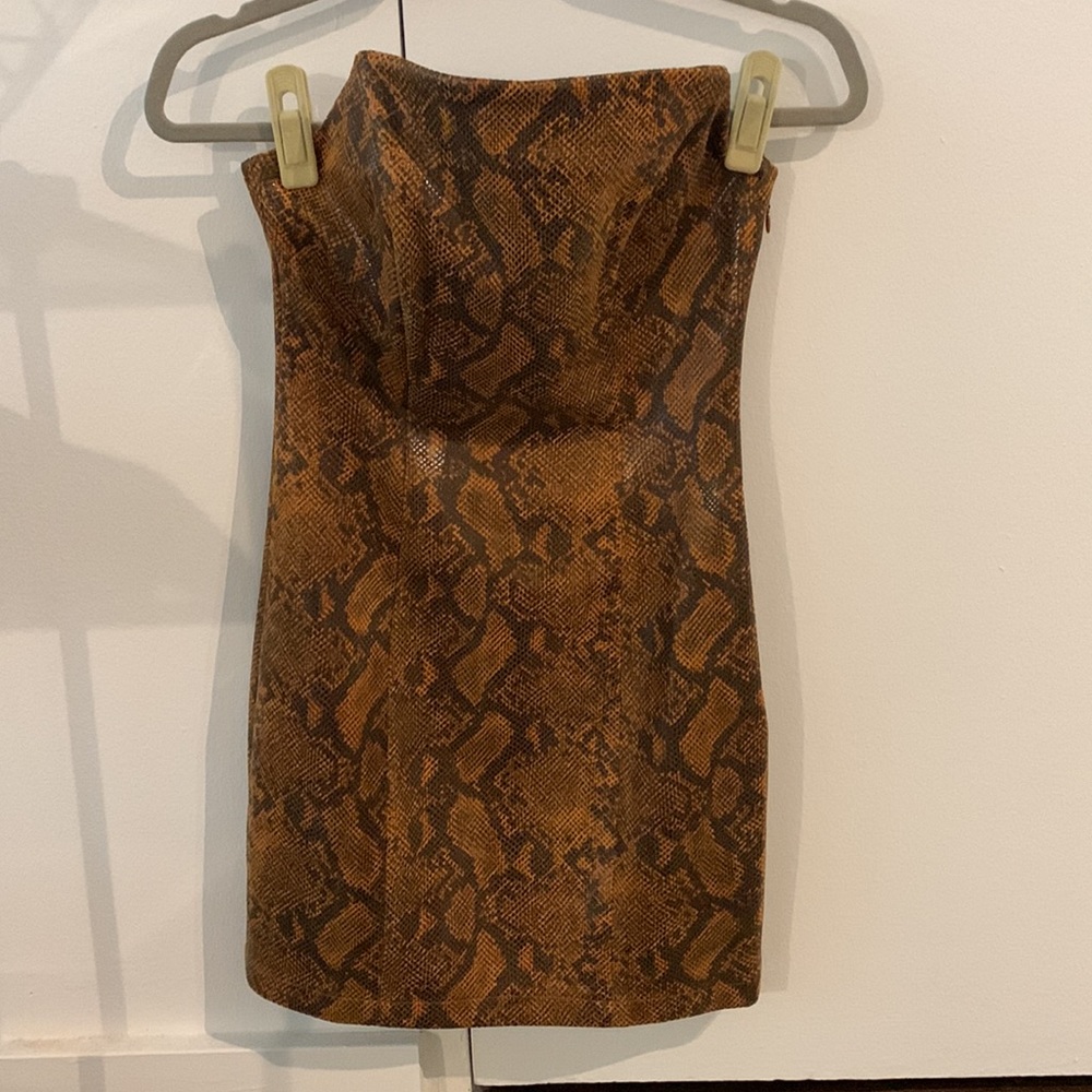 Hour:s Strapless snakeskin mini dress